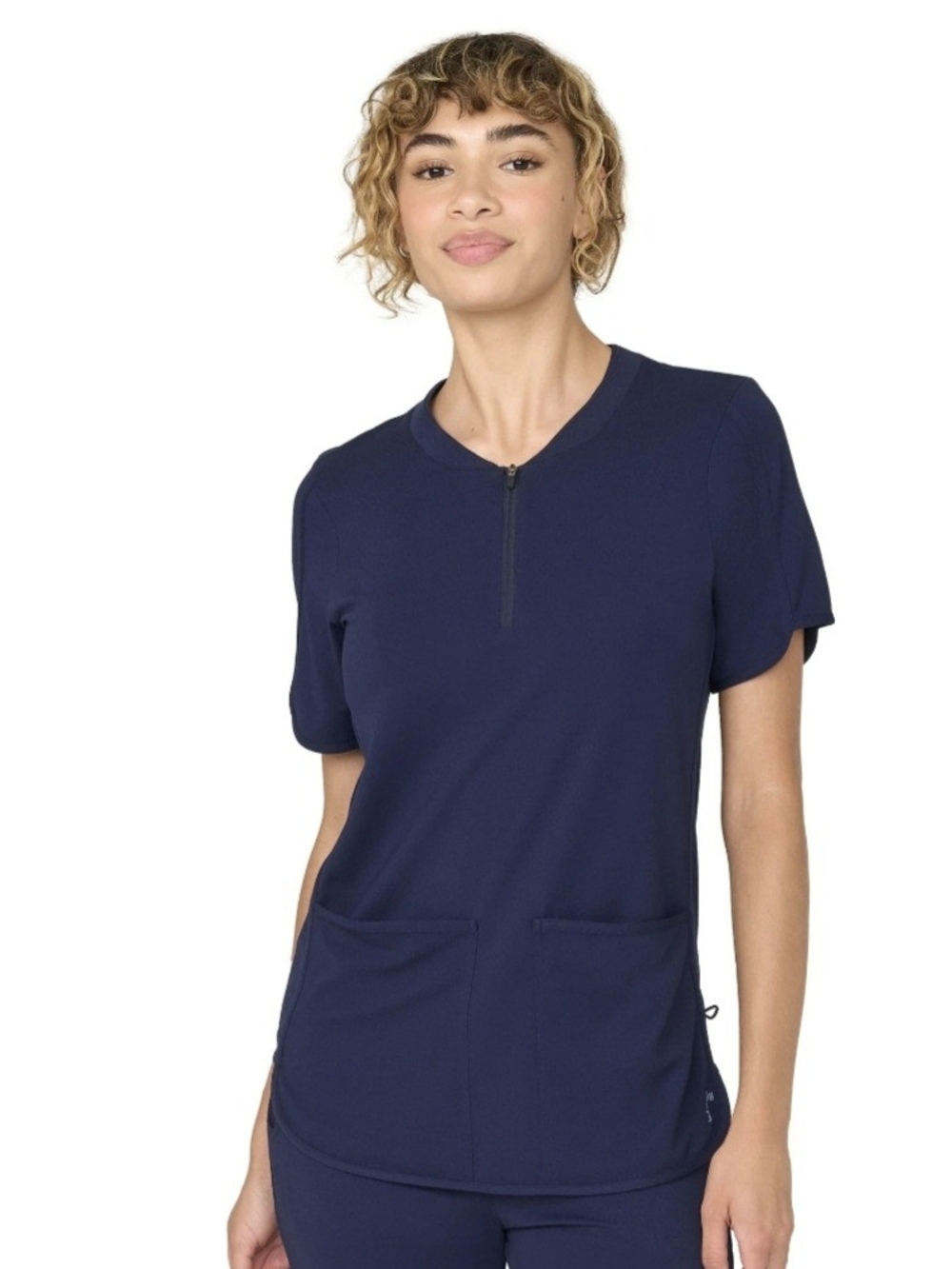 Kindly Women's Luxe Collection Zip-Front Scrub Top with Front Pockets Medium
